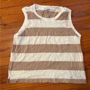 Evereve Tan and White Striped Tank Top